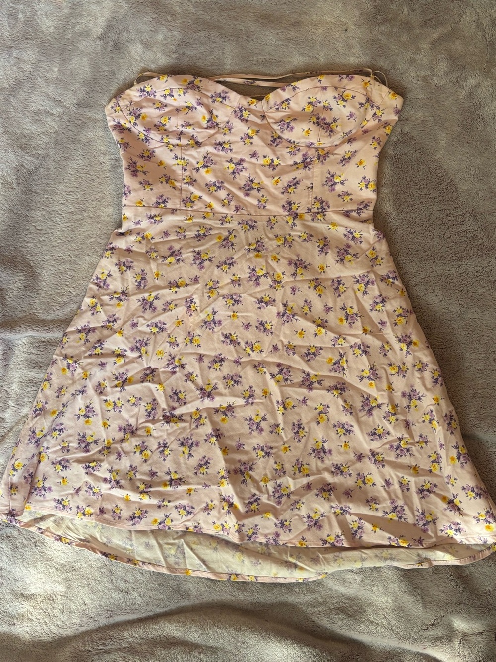 zara strapless floral dress